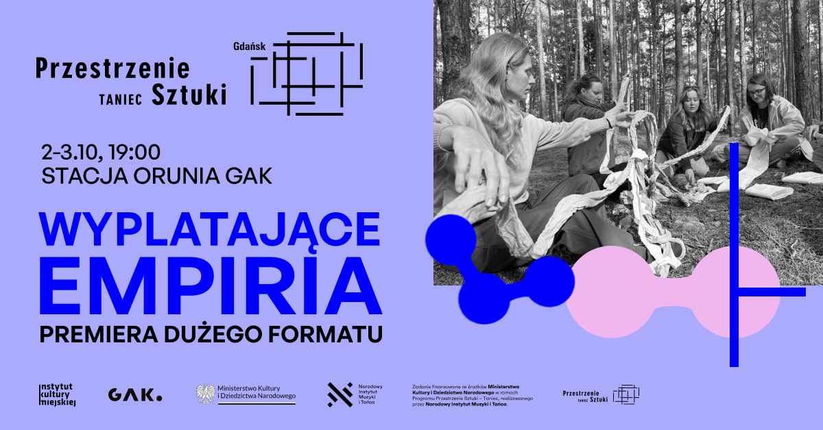 Grafika promocyjna spektaklu "Wyplatające Empiria".