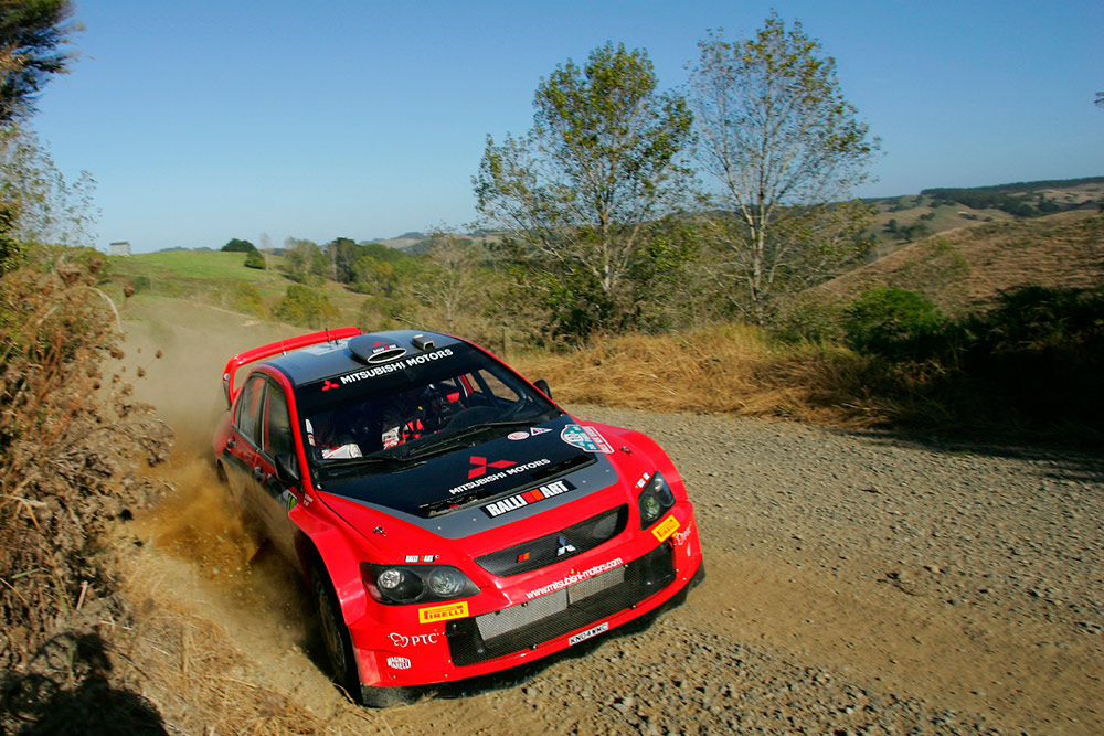 Джиджи Галли и Гвидо д'Аморе, Mitsubishi Lancer WRC 05 (KN04 WMC), ралли Новая Зеландия 2005
