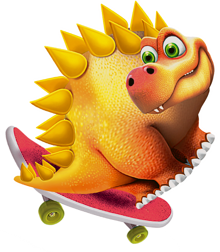 Стегозаврик катается на скейте