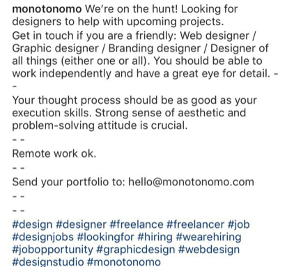 instagram caption hiring