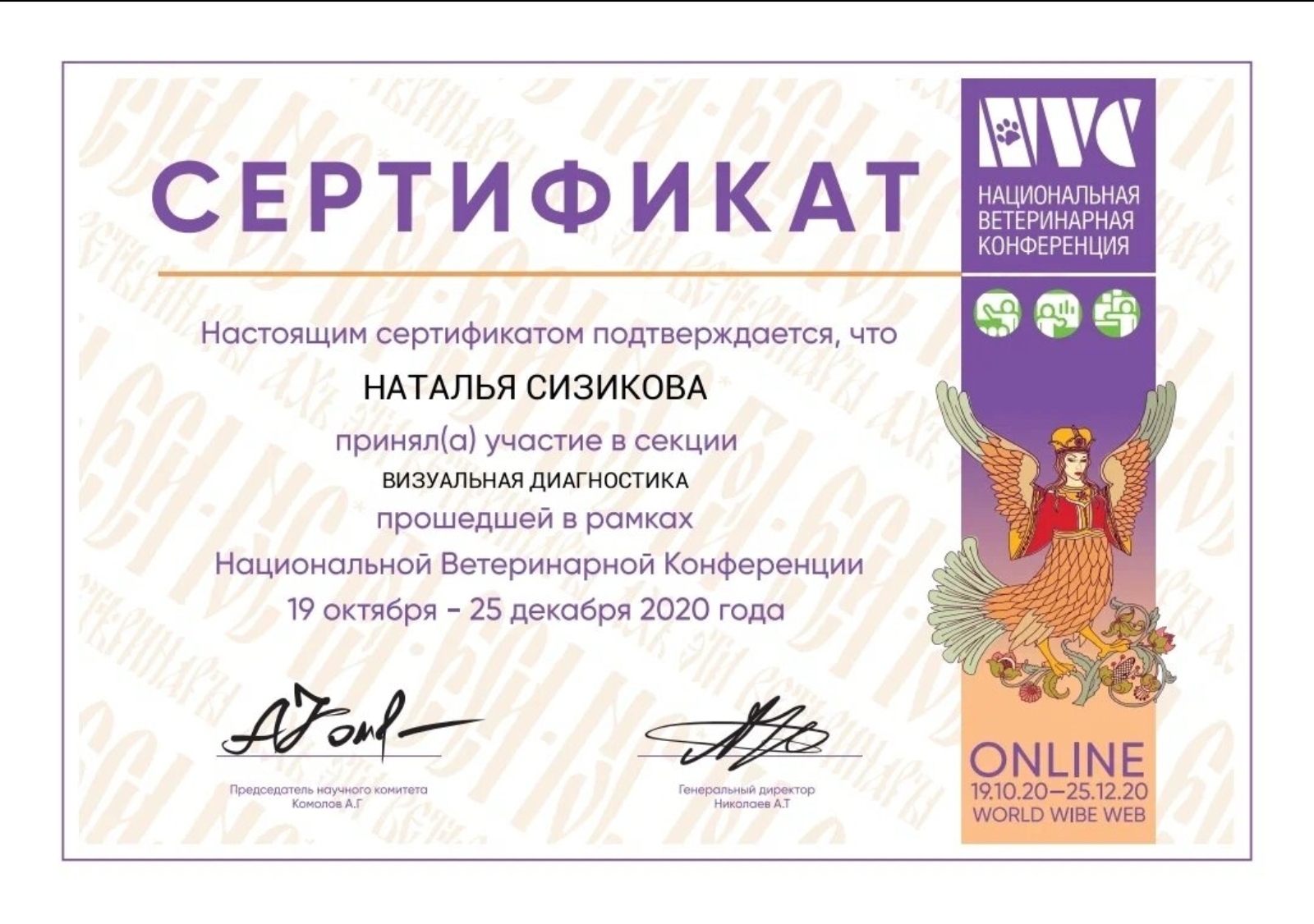 Сертификат об обучении 20