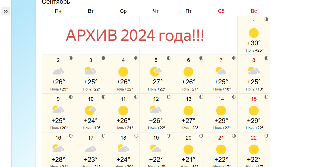 Погода в сентябре 2024 года в Должанской