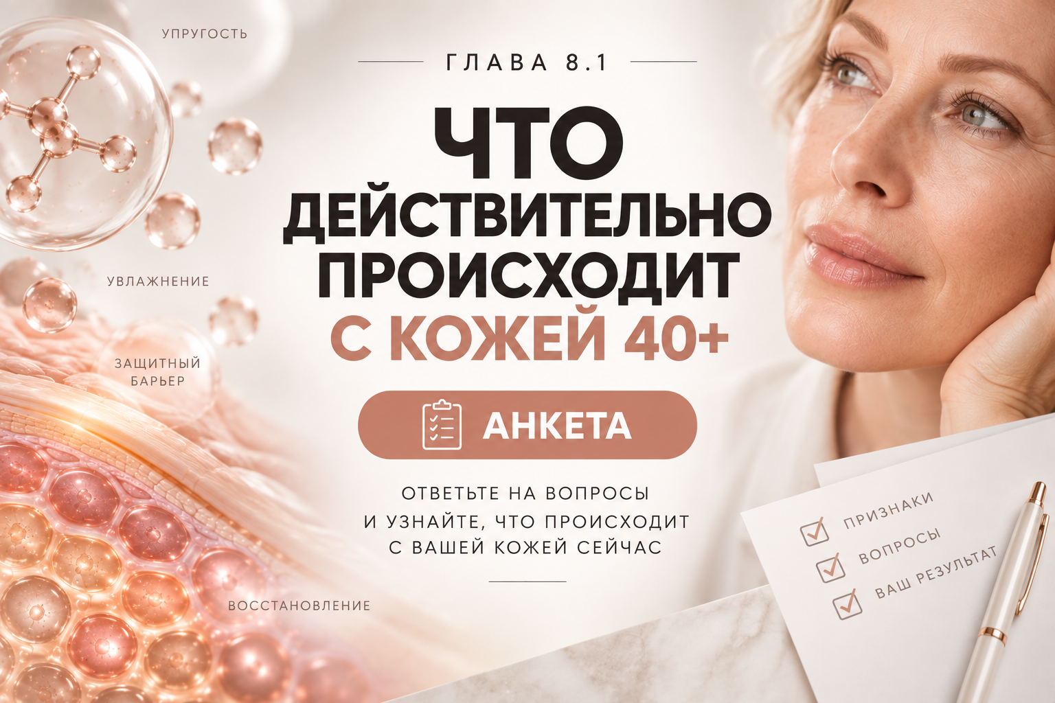 Анкета «Что действительно происходит с кожей 40+» — глава 8.1 Энциклопедии olicosmetics
