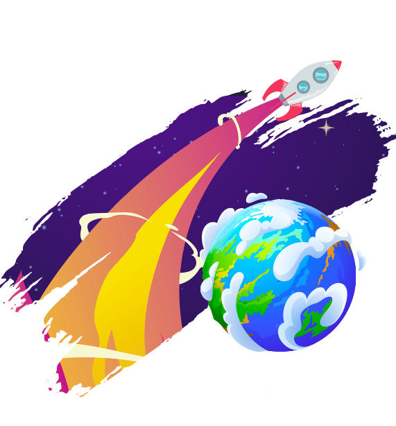 Ракета и планета в космосе