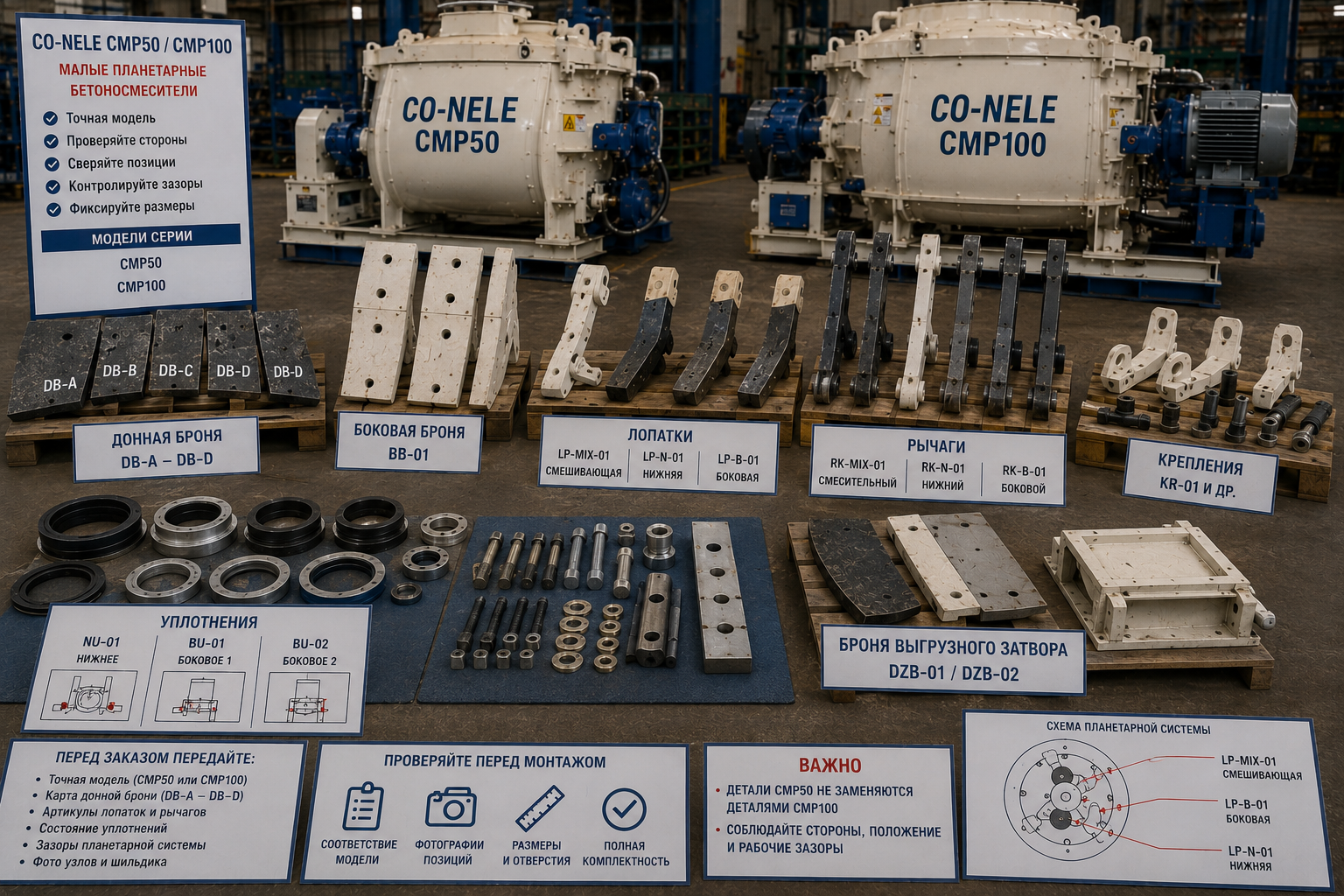 Запчасти CO-NELE CMP50 и CMP100: броня и планетарный узел