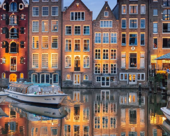 A boat on the canal in Amsterdam