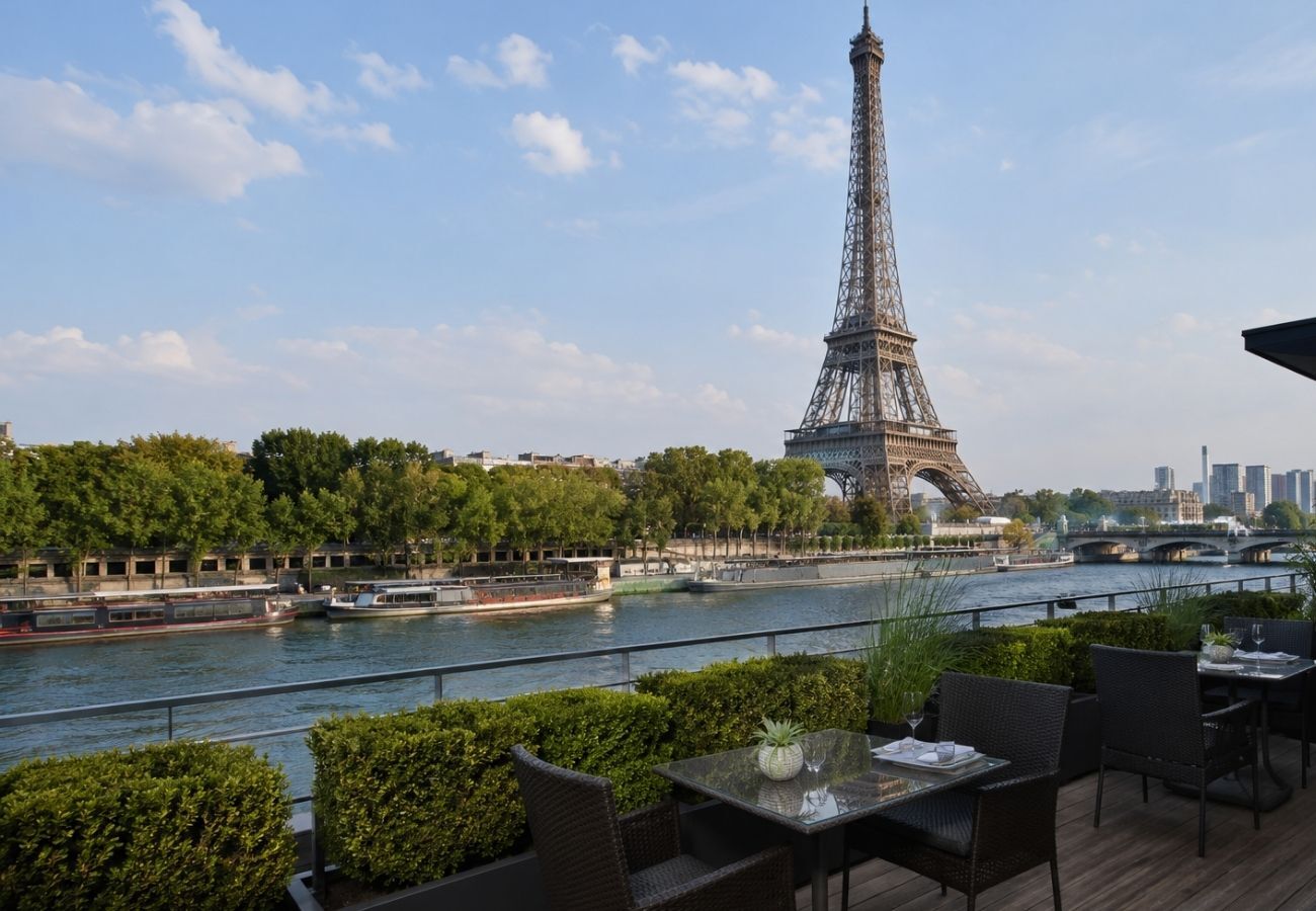 Paris Eiffel Tower and Champagne vineyards