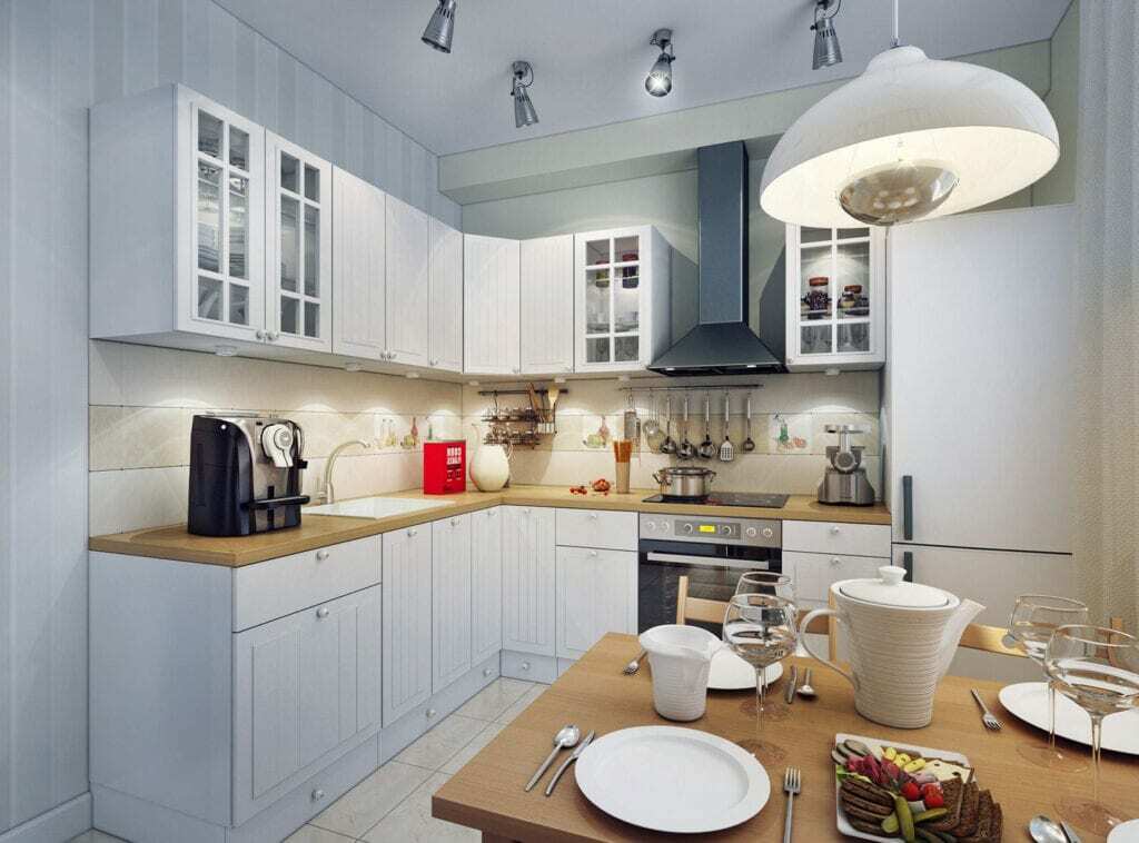 Направленное освещение в маленькой кухне