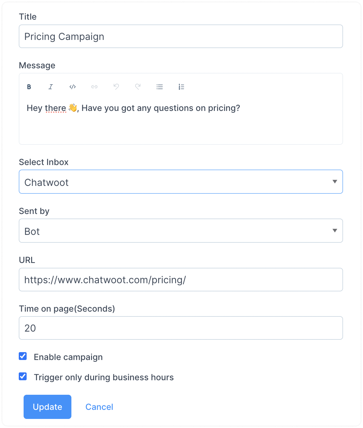 configuring an ongoing campaign in chatwoot.png