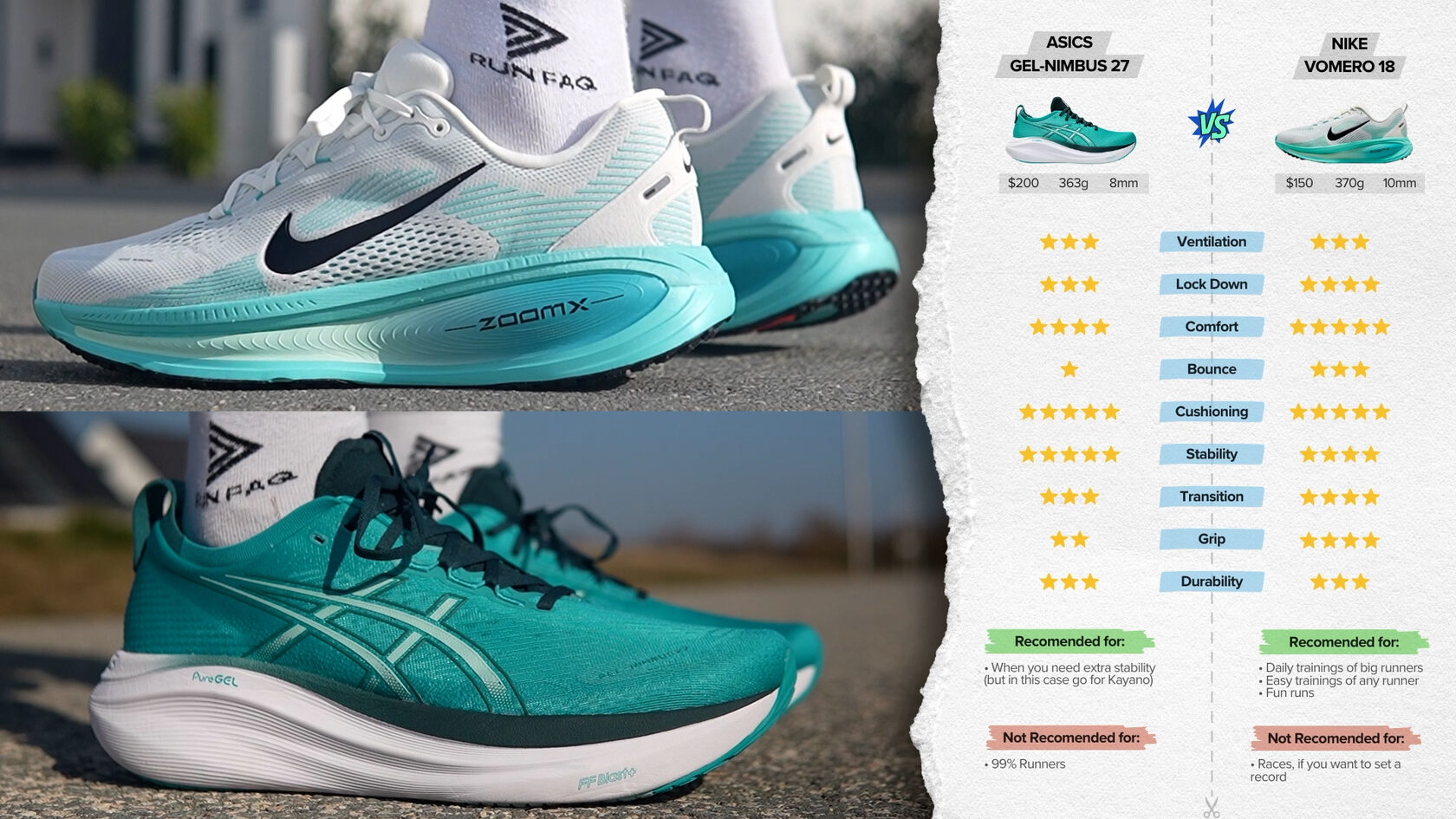 ASICS Nimbus 27 vs Nike Vomero 18 Review