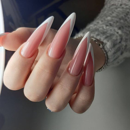 Дизайн ногтей миндаль френч розовый (73 фото)