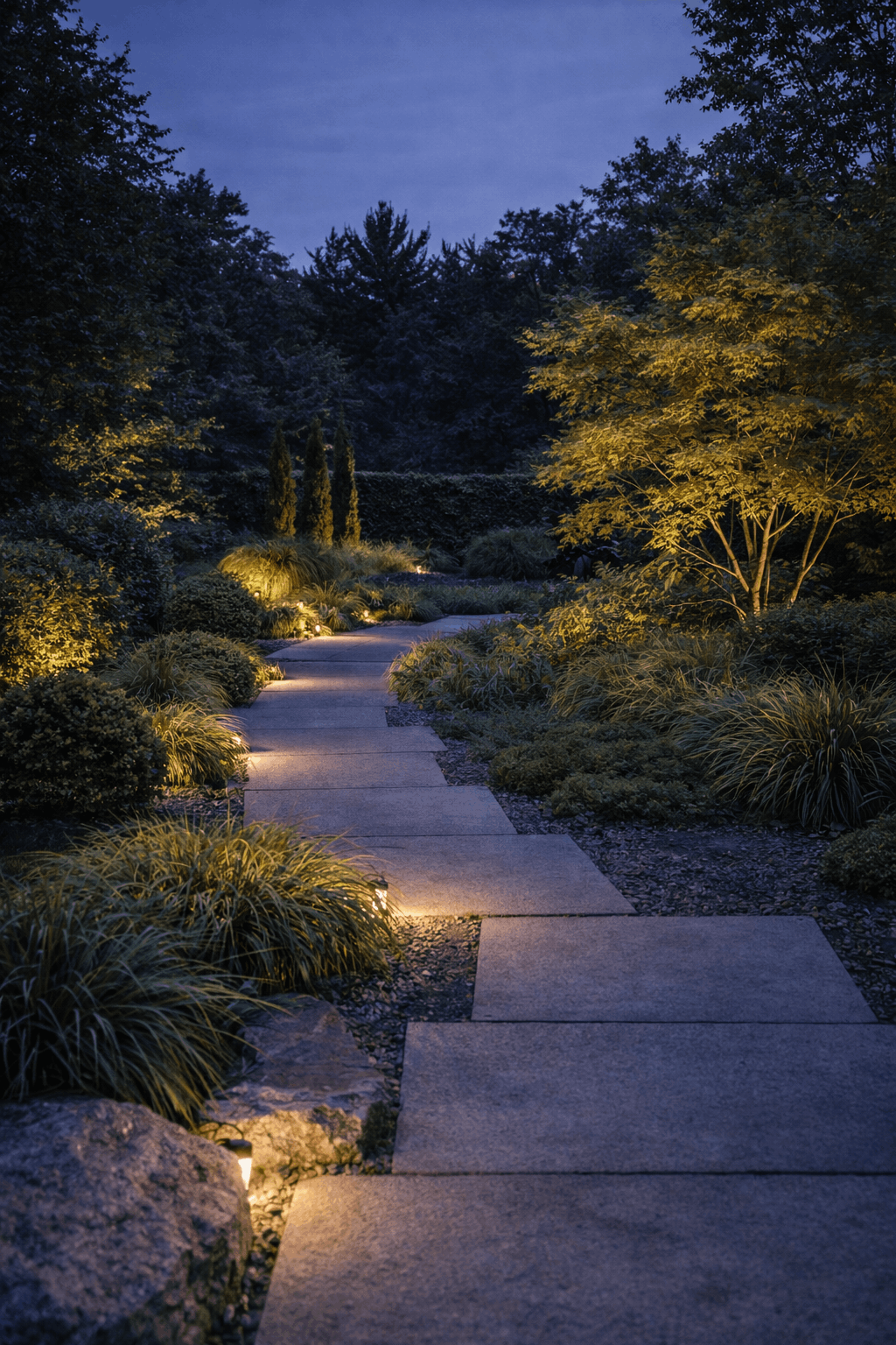 Тихий сад в сумерках