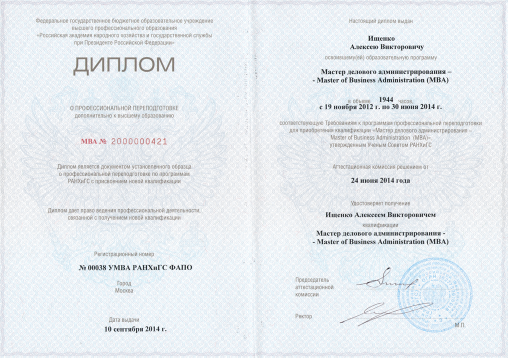 Диплом MBA