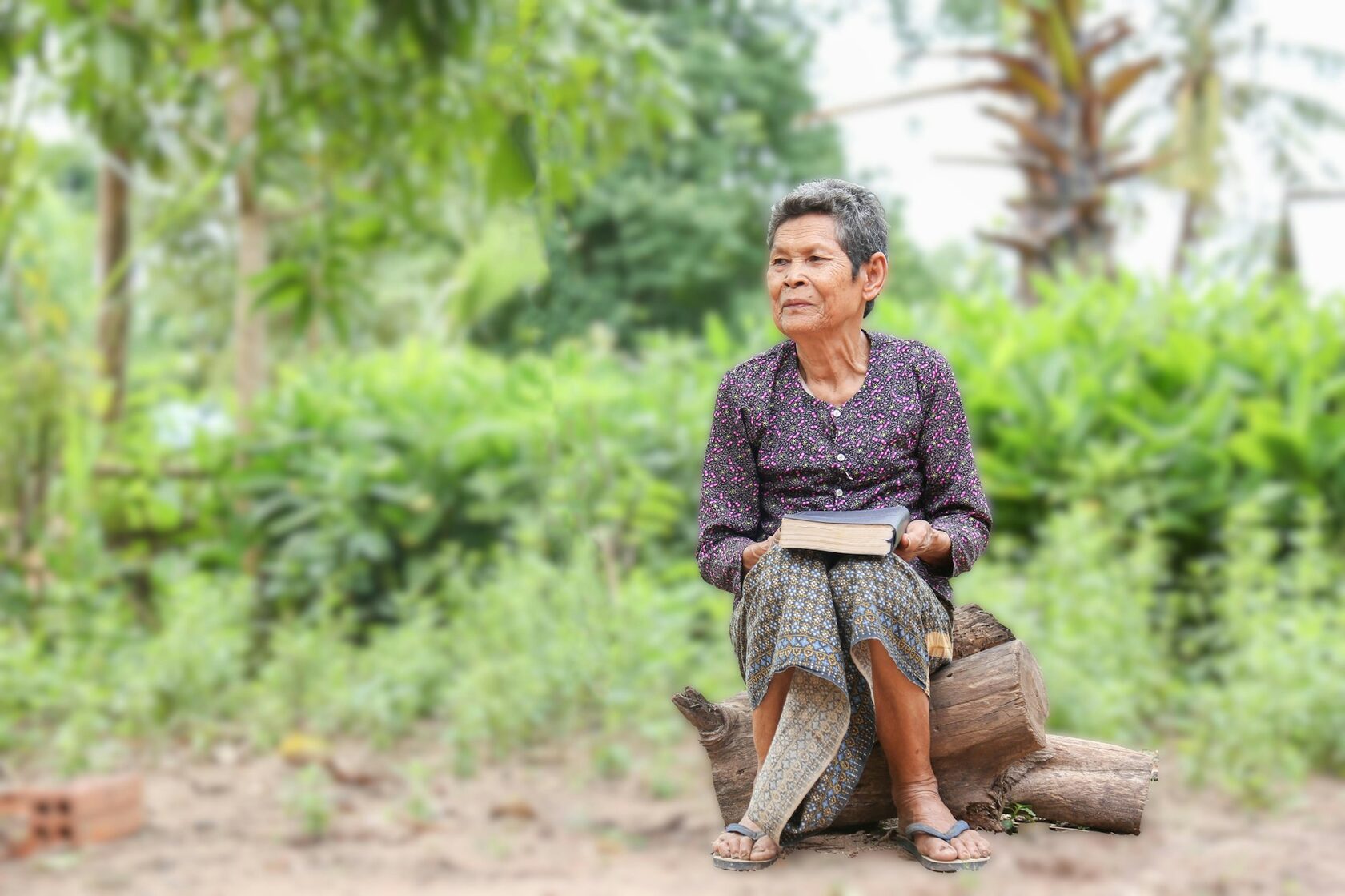 An elderly Cambodian grandmother, photographed in her home during a kindness visit