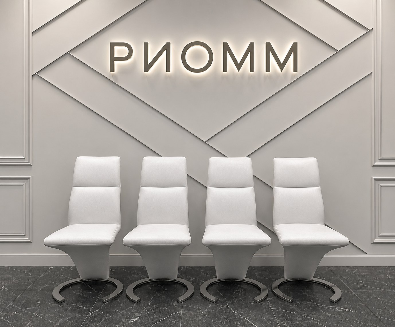 Перетяжка стульев для ресторана белой влагостойкой экокожей — контрактный материал под высокую проходимость, Москва