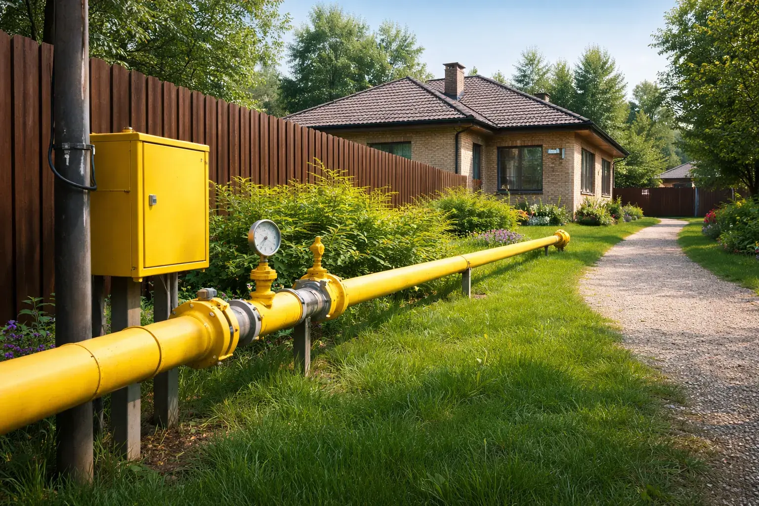 Газ по границе участка