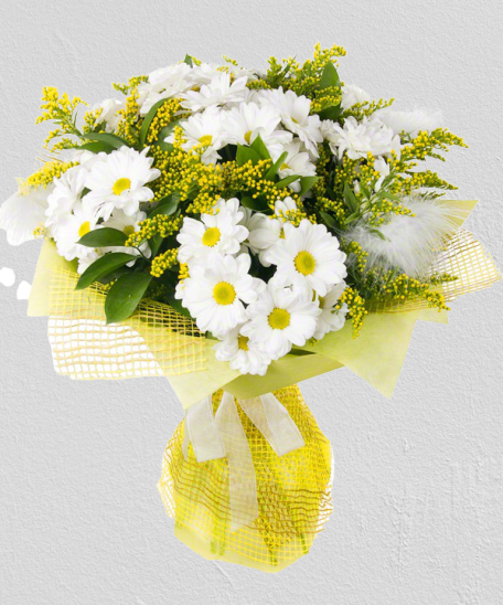 нежный букет цветов Теплый привет. хризантемы