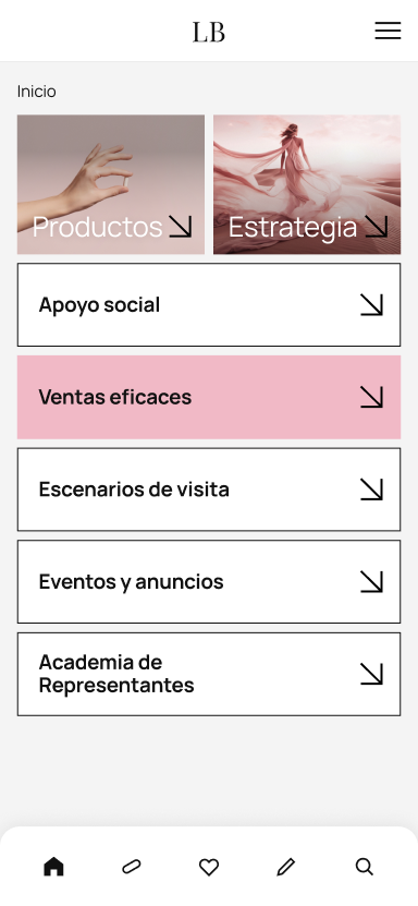 Inicio en móvil