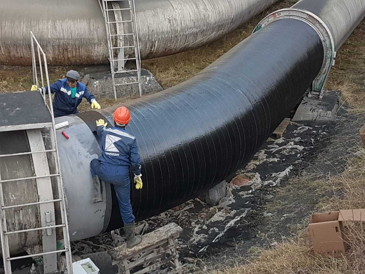Усиление металлического водовода углеродными лентами