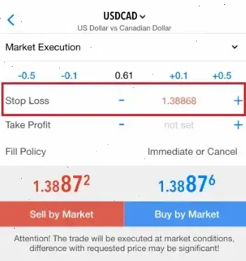 stop loss-mobil FxPro