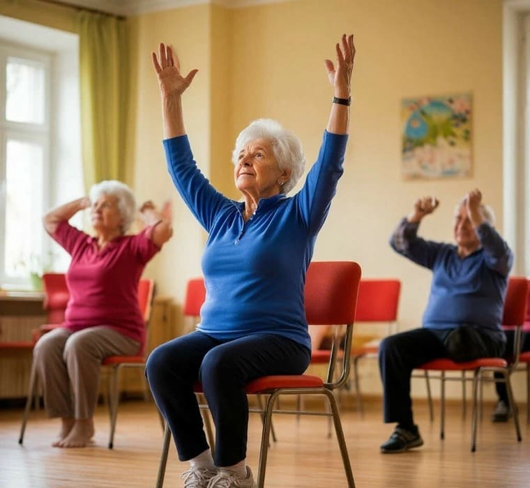 Гимнастика на стульчиках в Центре «Ломоносовец»: доступное движение для здоровья и уверенности
