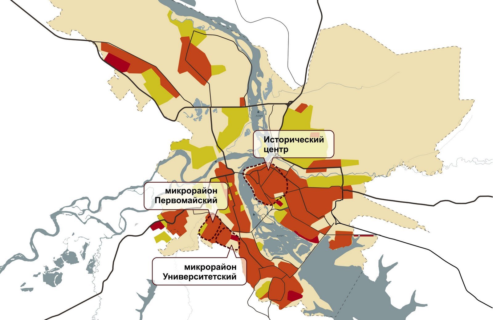 Иркутск районы города