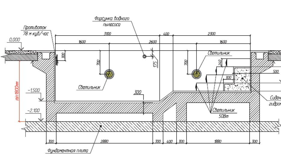 Чертеж переливного бассейна