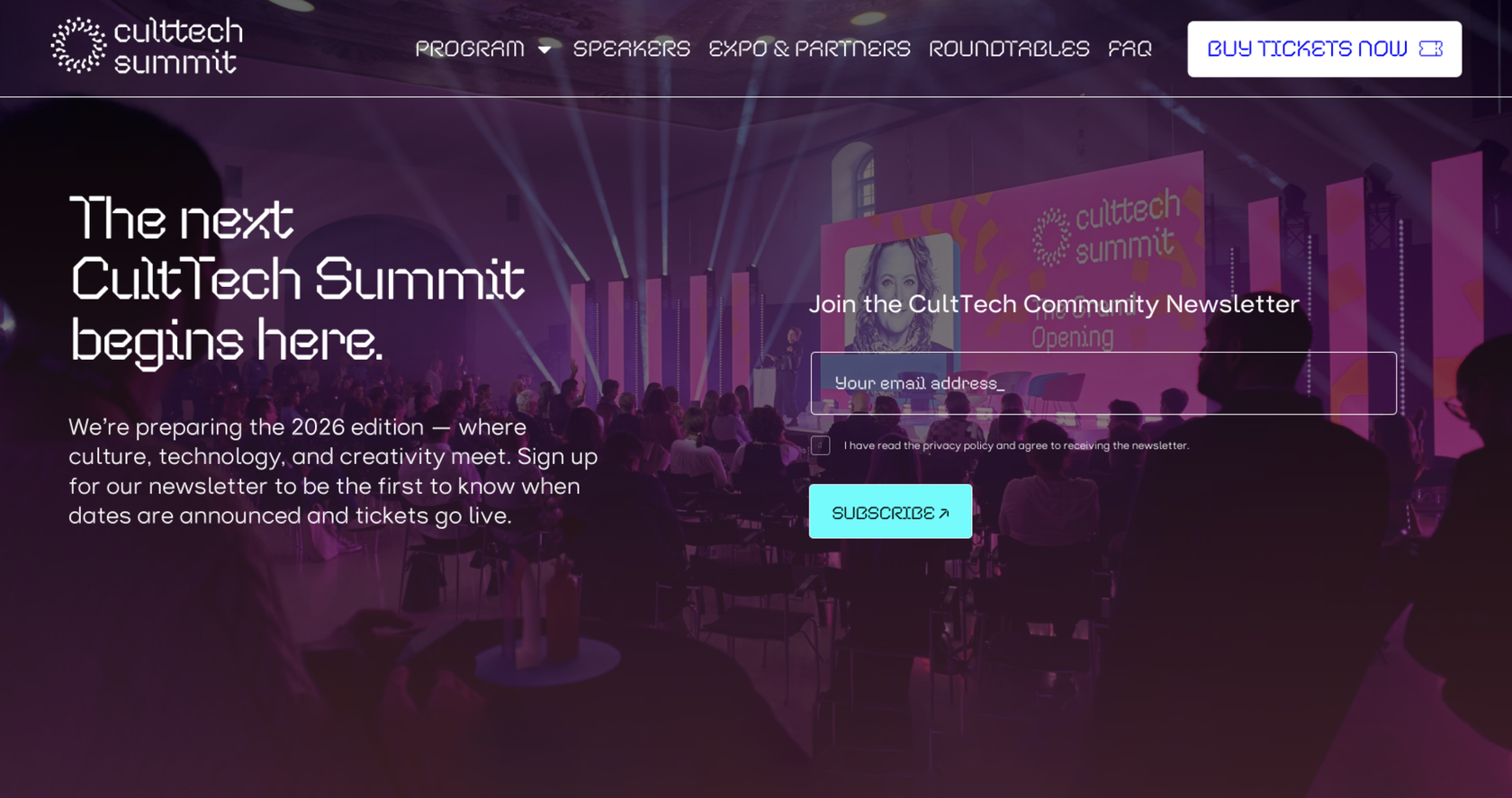CultTech Summit website — before the redesign