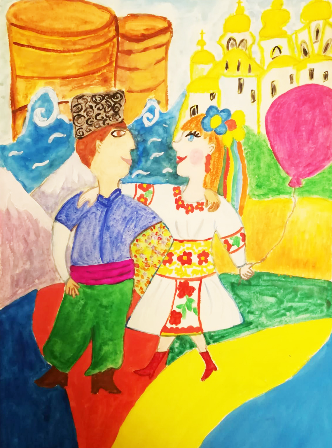 Дружба та кохання Азербайджану та України - малюнок конкурсу дитячої творчості в Баку - Азербайджан