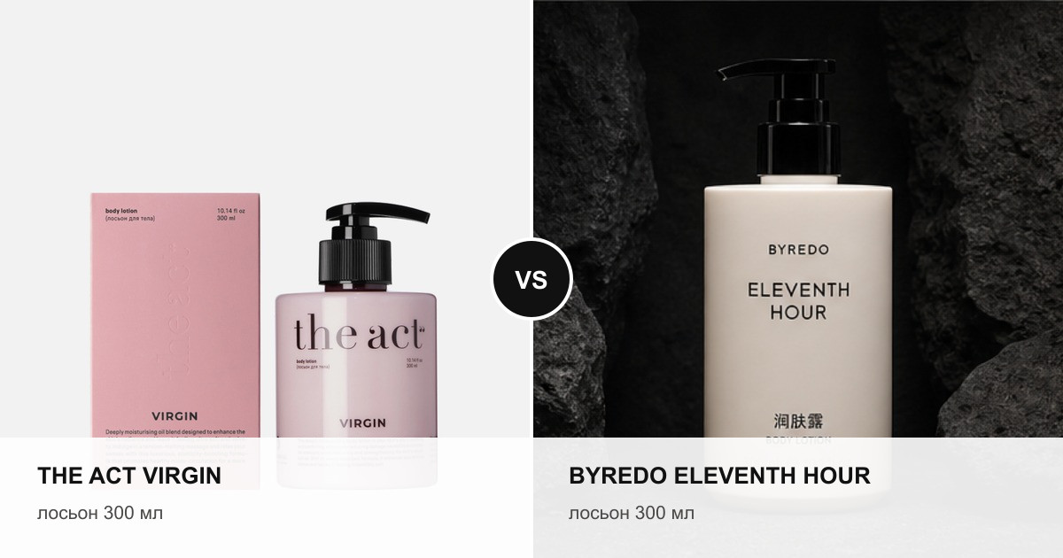 The Act Virgin и Byredo Eleventh Hour — сравнение лосьонов