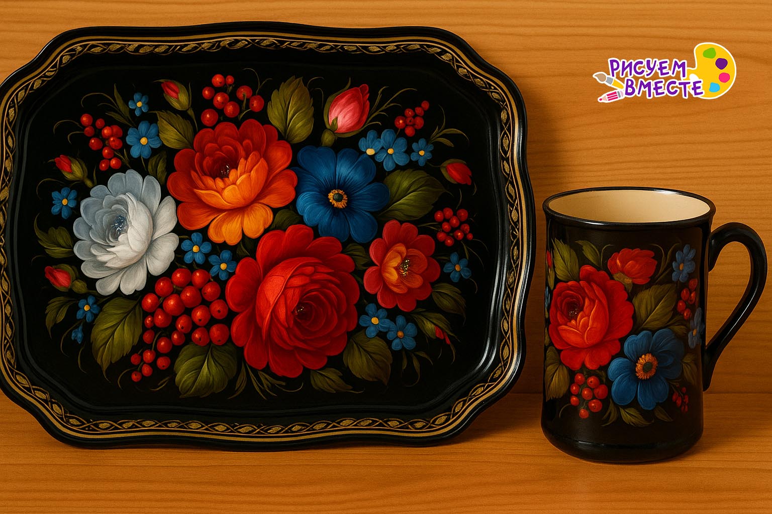 Пример декоративно-прикладного искусства Жостовская роспись