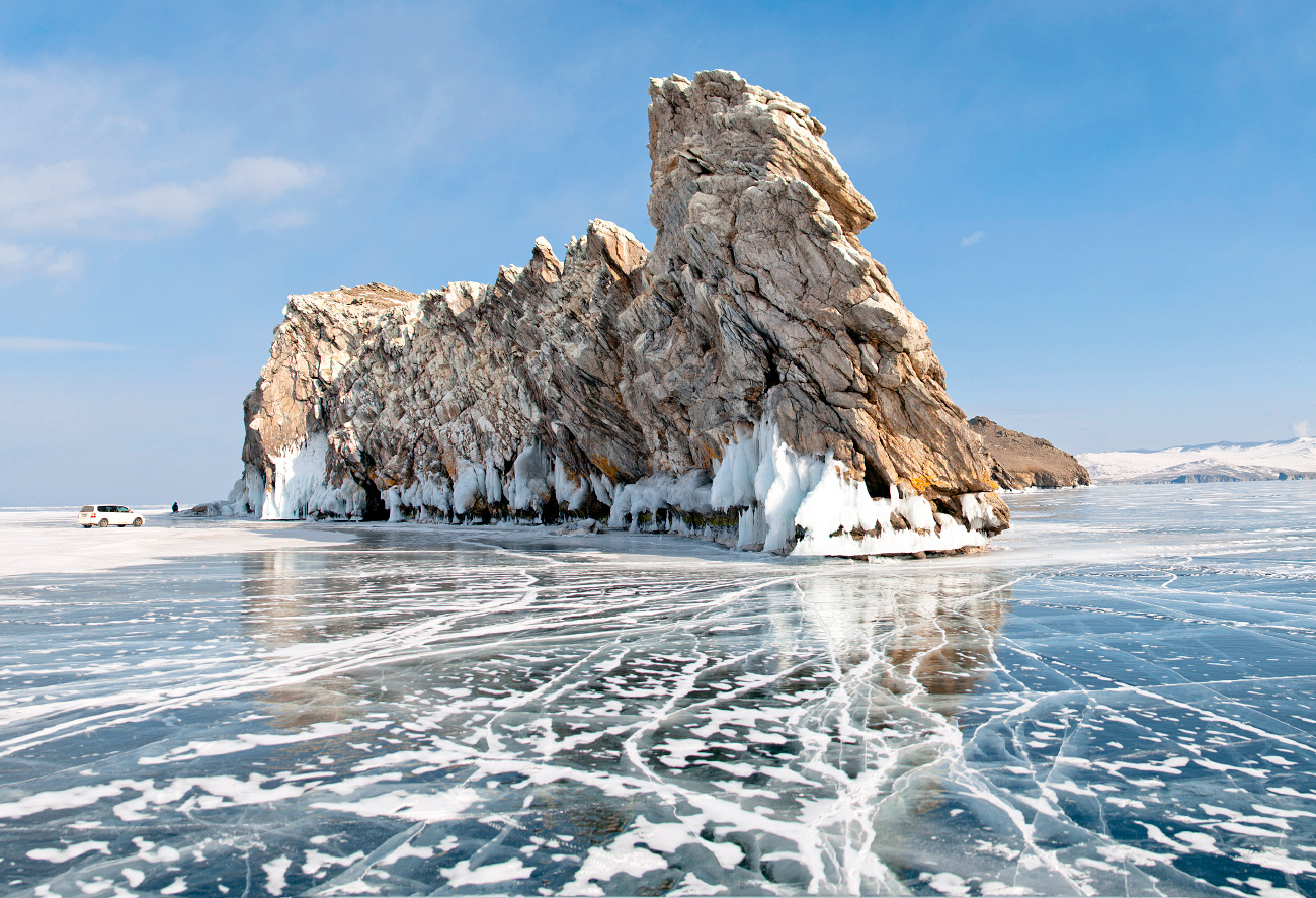 Зима природа вода Байкал мыс Бурхан