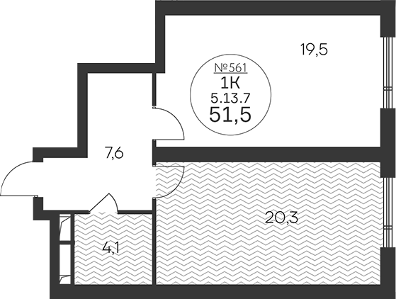 1-комн 58,4 м²
