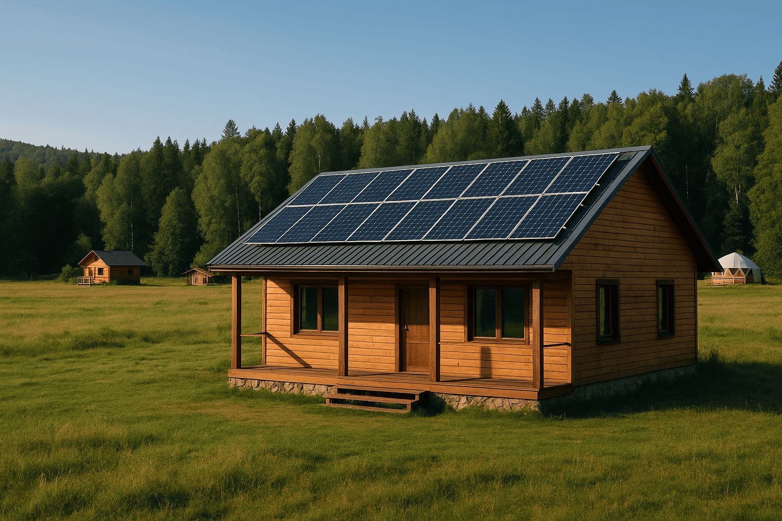 Гибридная крышная СЭС 5 кВт для отелей, кемпинга, глэмпинга | Solartek