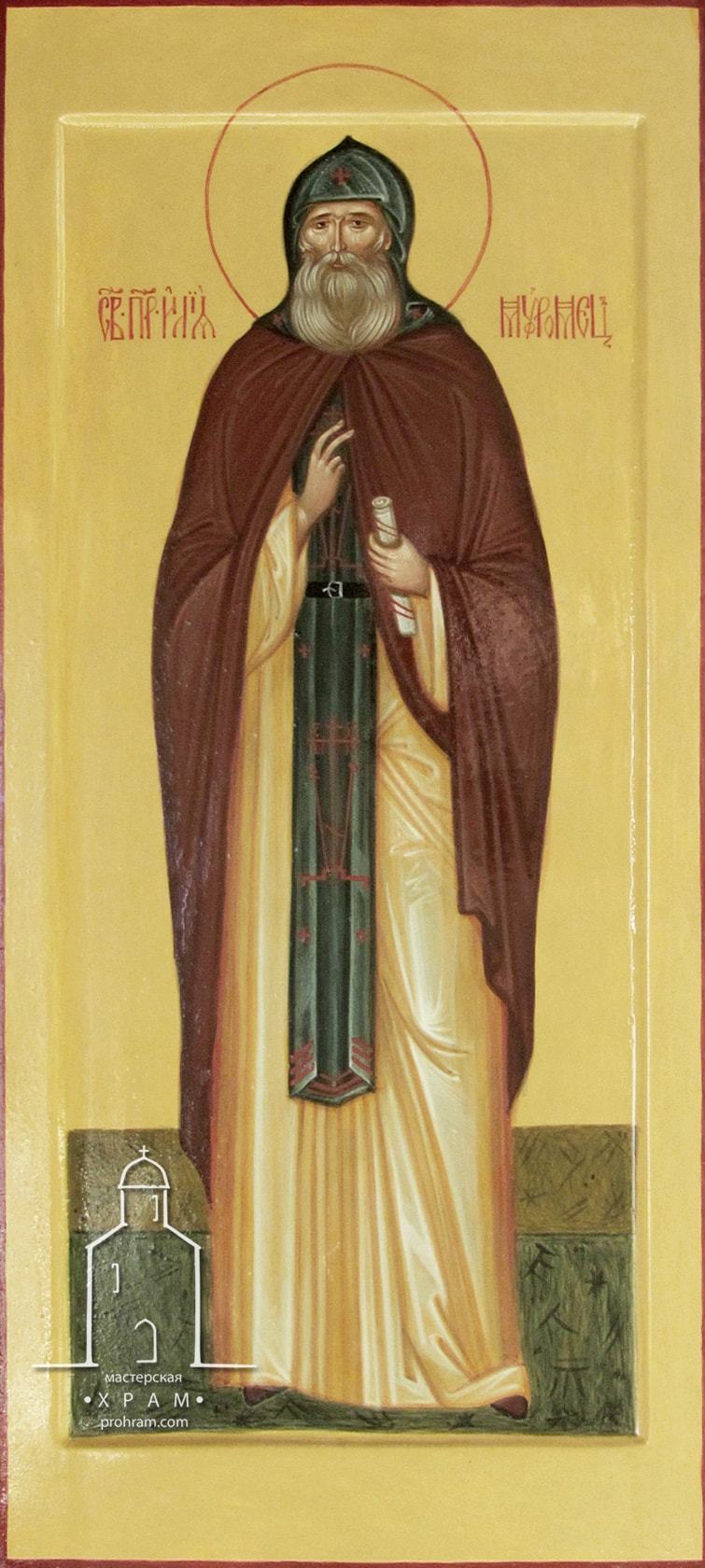  icon paintihg, hand painted icon of Saint Ilya of Murom, egg tempera