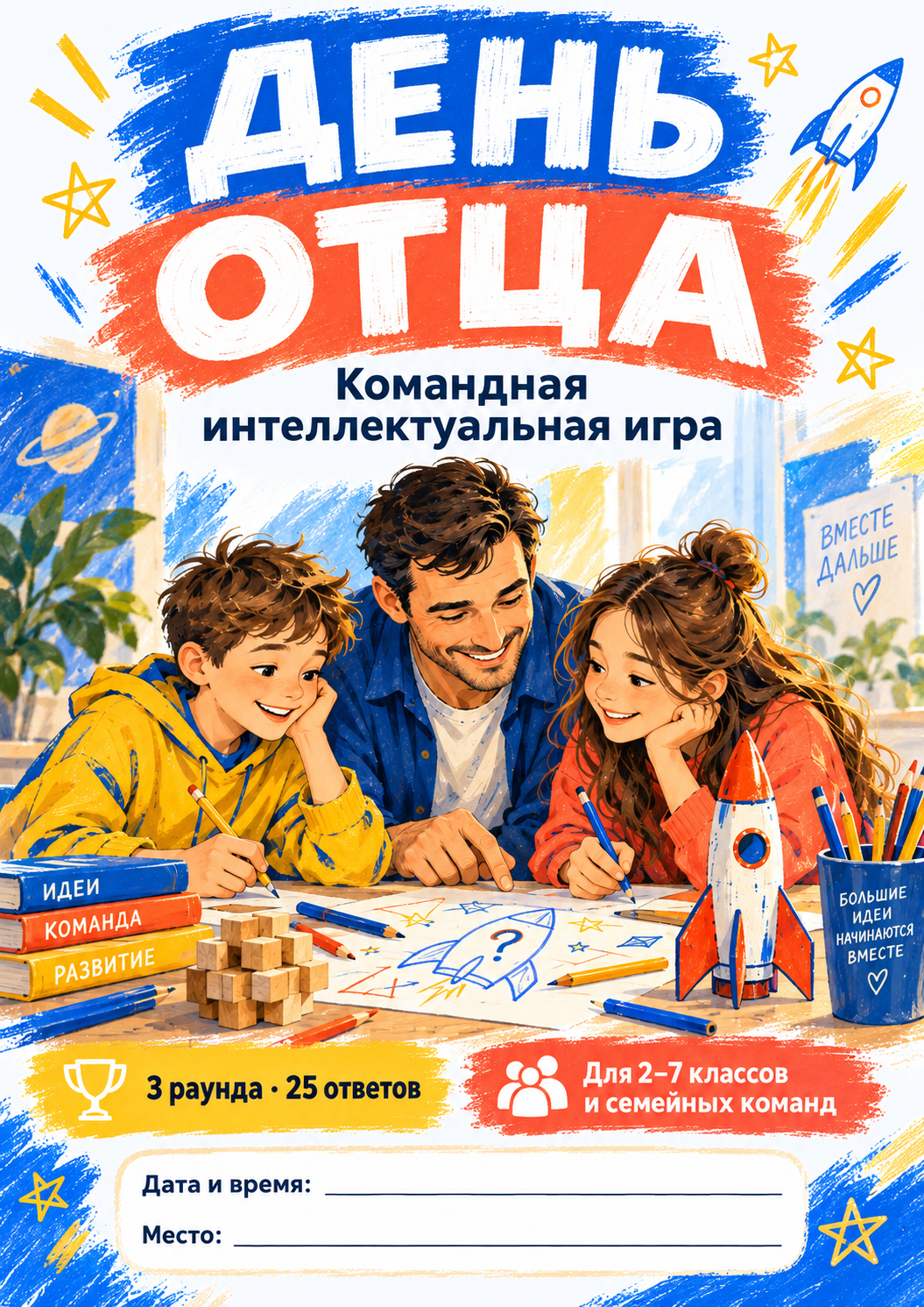 Афиша игры День отца с полями даты и места