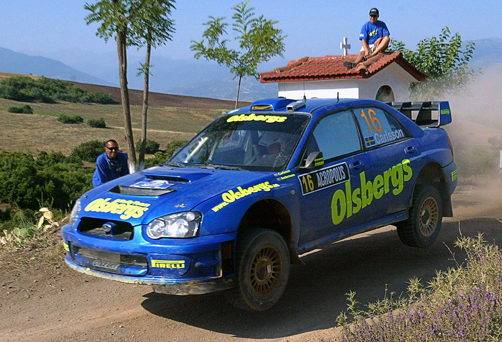 Даниэль Карлссон и Маттиас Андерссон, Subaru Impreza S10 WRC '04 (CT53 SRT), ралли Акрополь 2005/Фото: Milos Bicanski / Getty Images