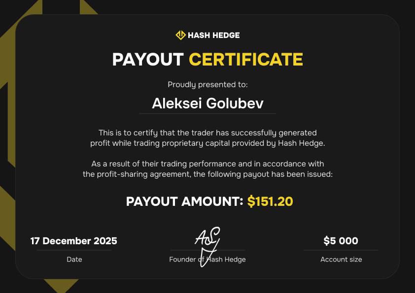 Сертификат выплаты участника Hash Hedge
