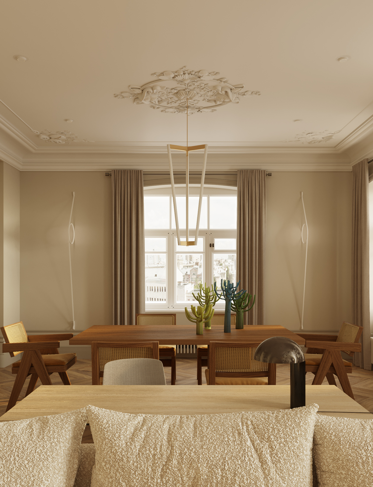 Стулья Cassina, бра Flos в интерьере дизайн-проекта Екатерины Фёдоровой