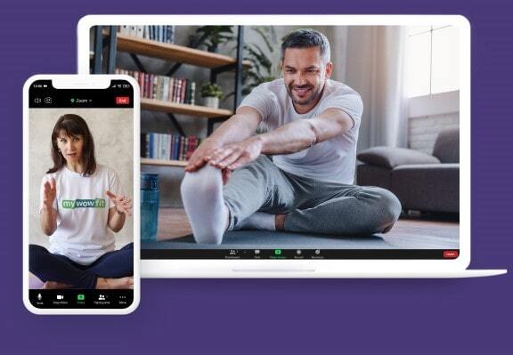 Man doing rehab exercises online with personal coach