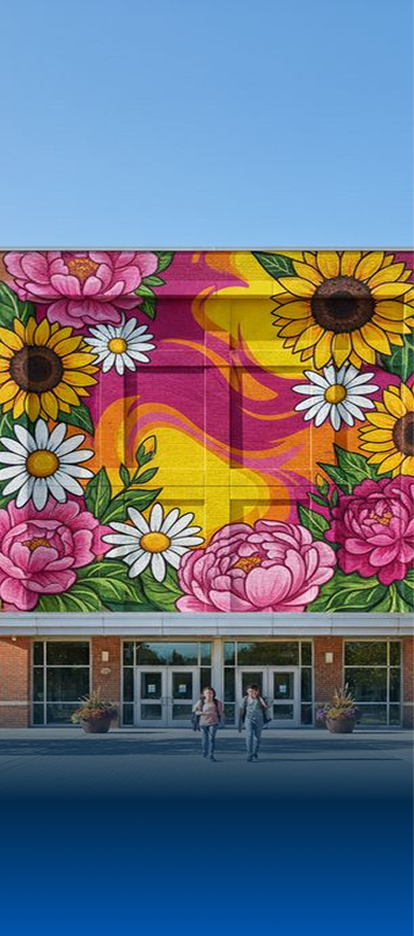 исторический мурал на фасаде 