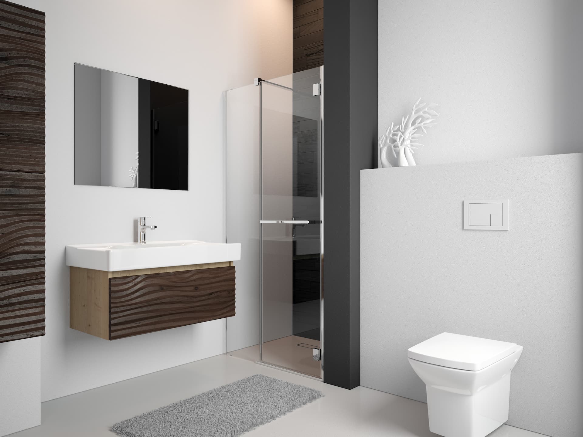 Дизайн маленькой ванной комнаты с душевой кабиной (без ванны)