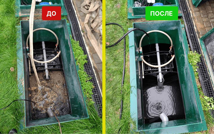 Мастер обслуживает септик на участке