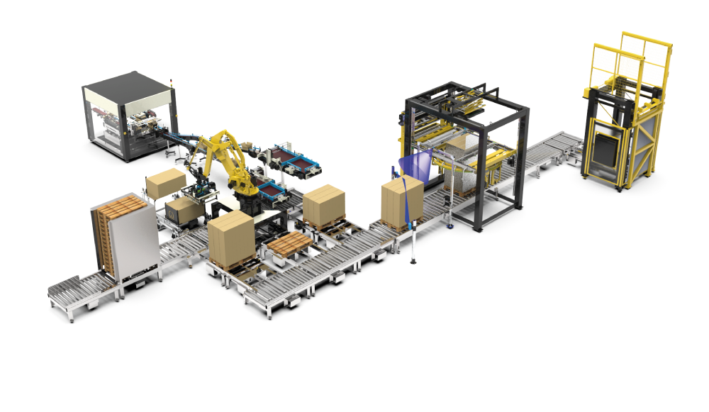 Линии конструктора. Автоматизированная линия конструктор. Роботы для паллетирования. Автоматизация паллетирования. Линия паллетирования и упаковки.