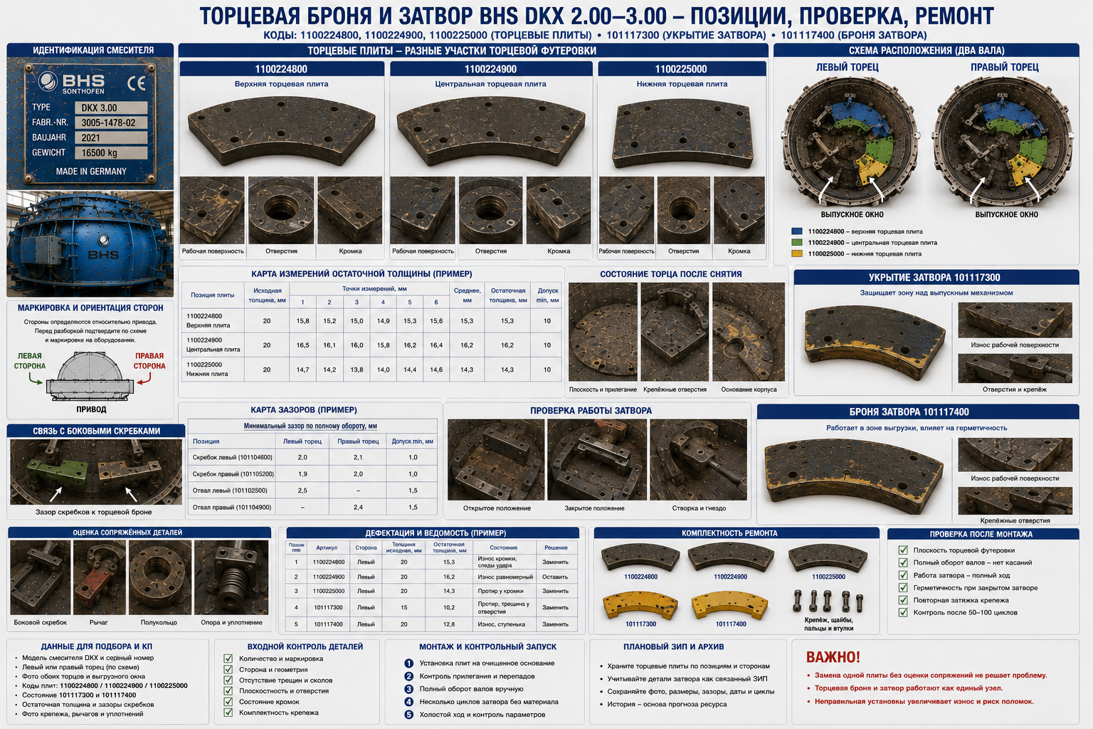 Торцевая броня и затвор BHS DKX 2.00–3.00: позиции ремонта