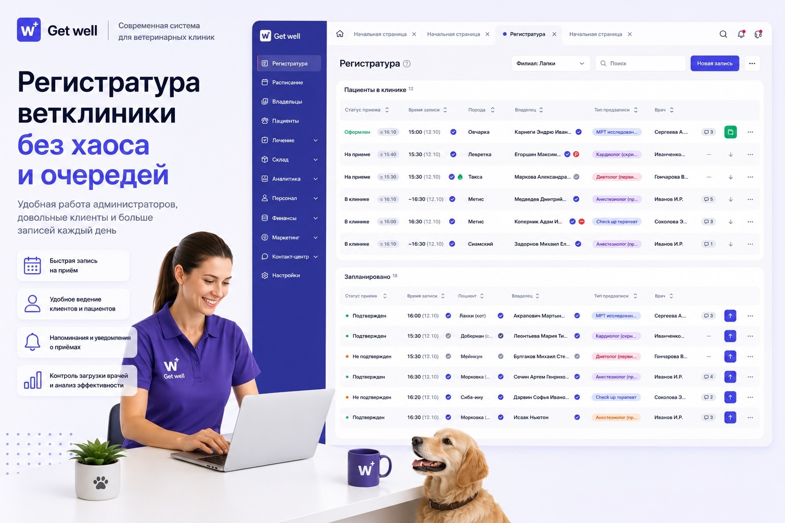 Регистратура ветеринарной клиники в Get Well