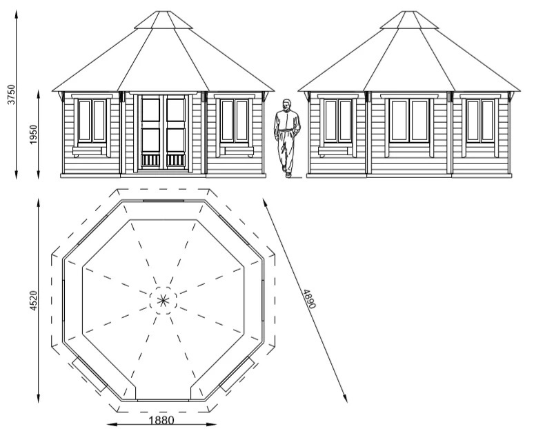 Чертеж финской беседки