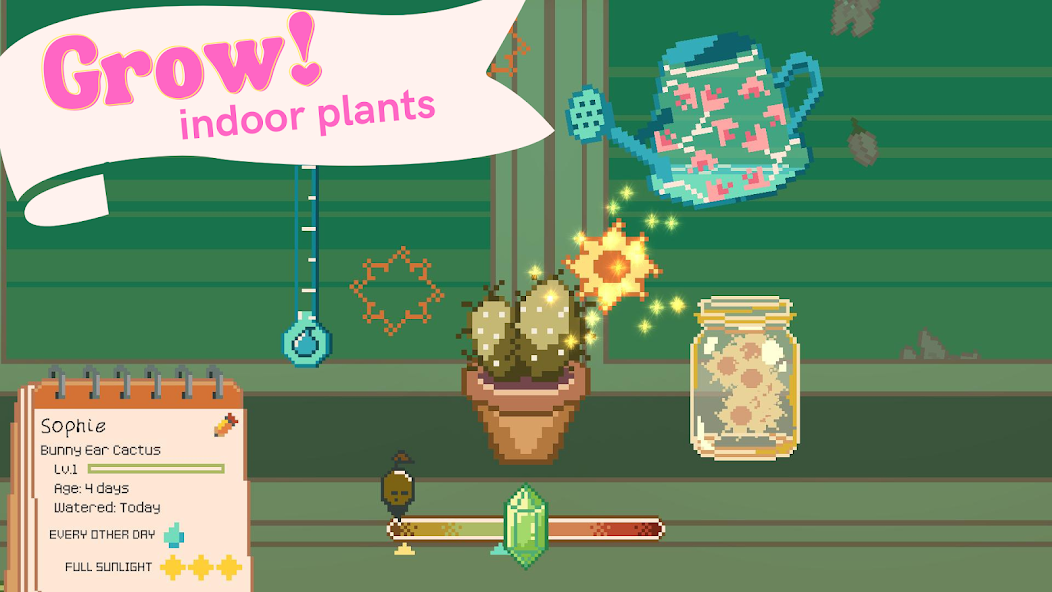 Window Garden, a lofi idle game where you grow plants on a windowsill and decorate rooms
