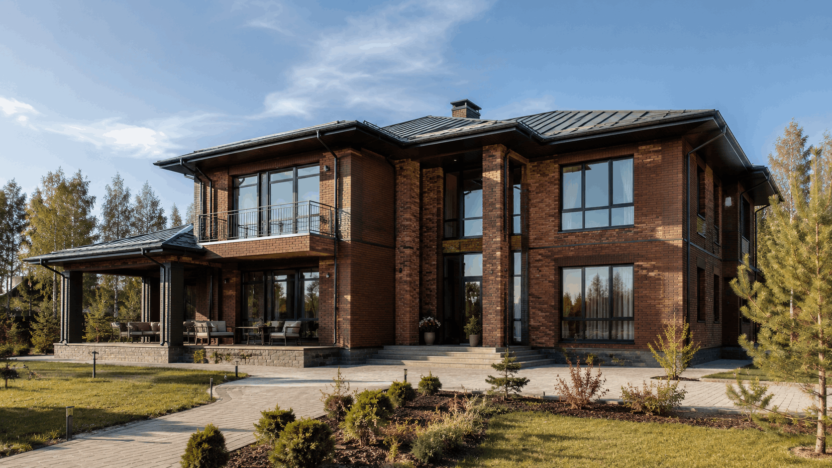 Brick Villa 200 — кирпичная вилла в сдержанном премиальном стиле