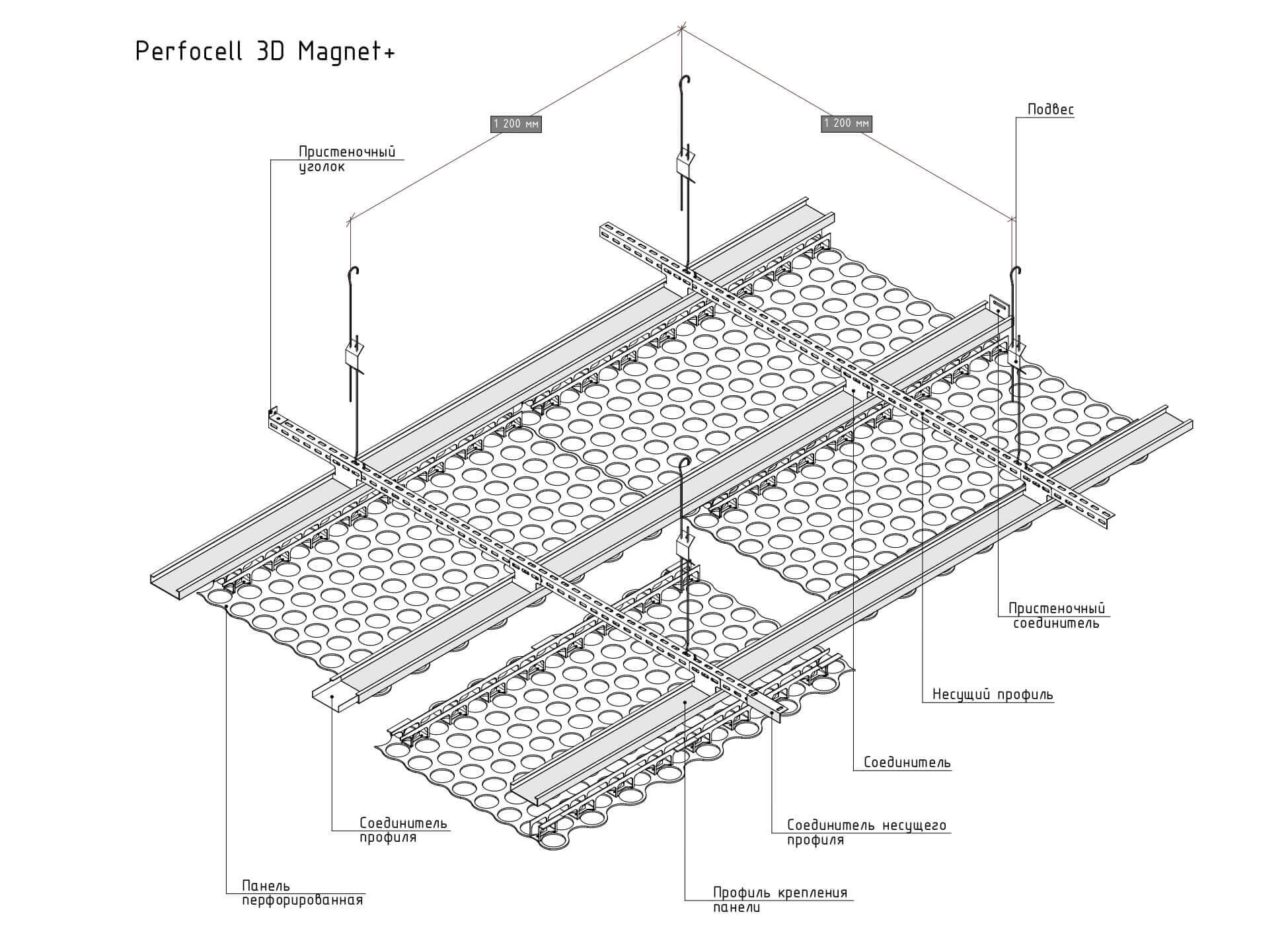Купить перфорированные потолки Perfocell 3D Magnet цена от производителя
